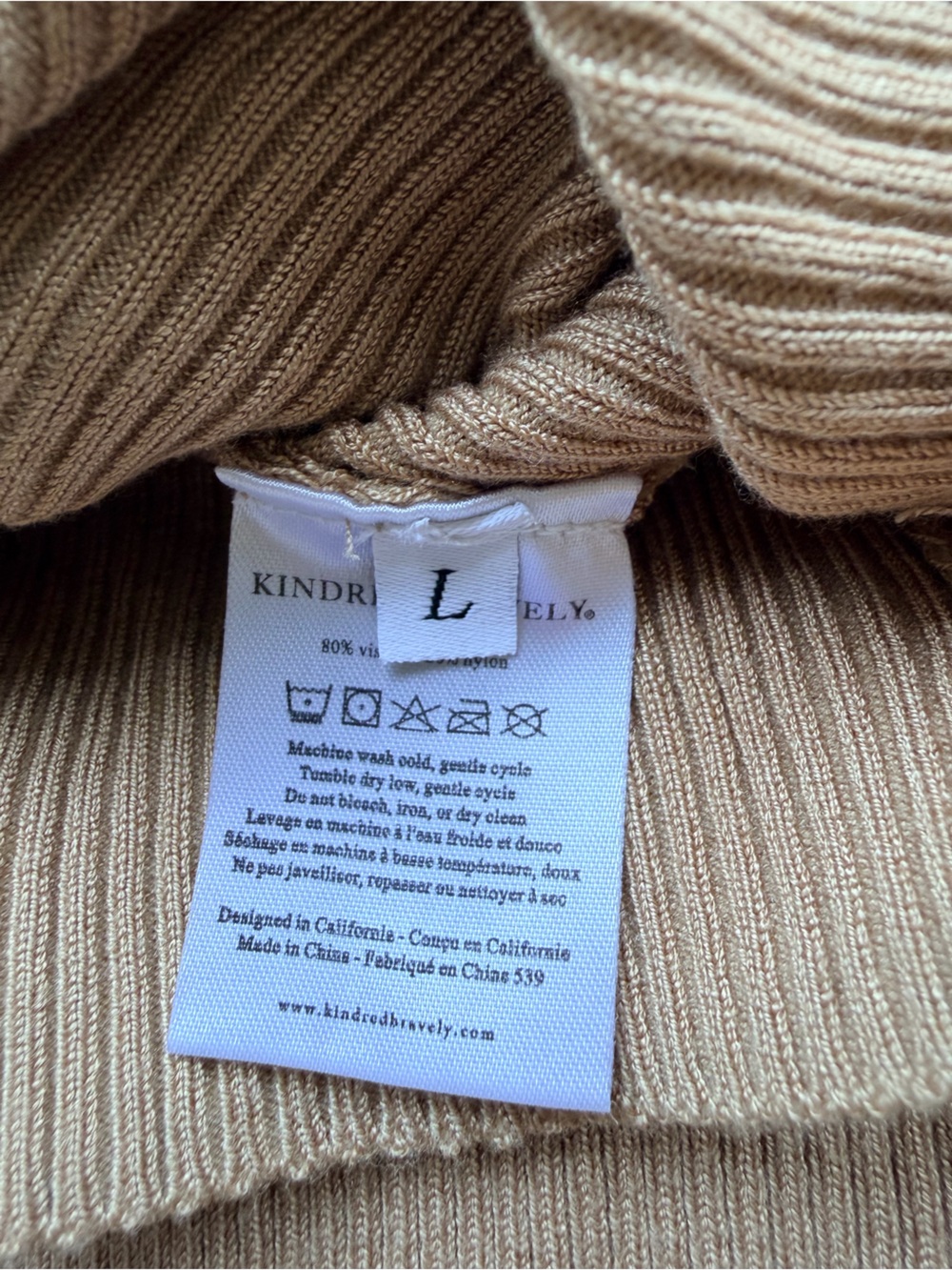 Kindred Bravely Ribbed Cropped Long-Sleeve Top and Dress- Camel - Picture 4 of 4